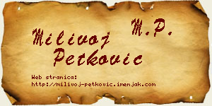 Milivoj Petković vizit kartica